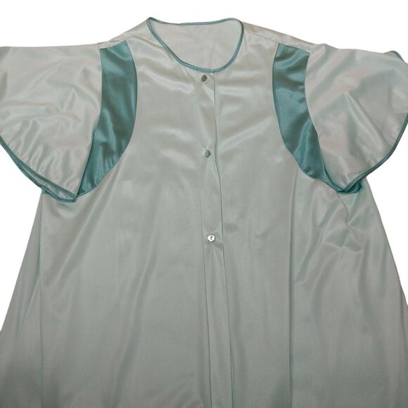 Vintage Pinehurst Lingerie Women's M Nightgown Mint Green Nylon 3 Button Flutter - Picture 2 of 7